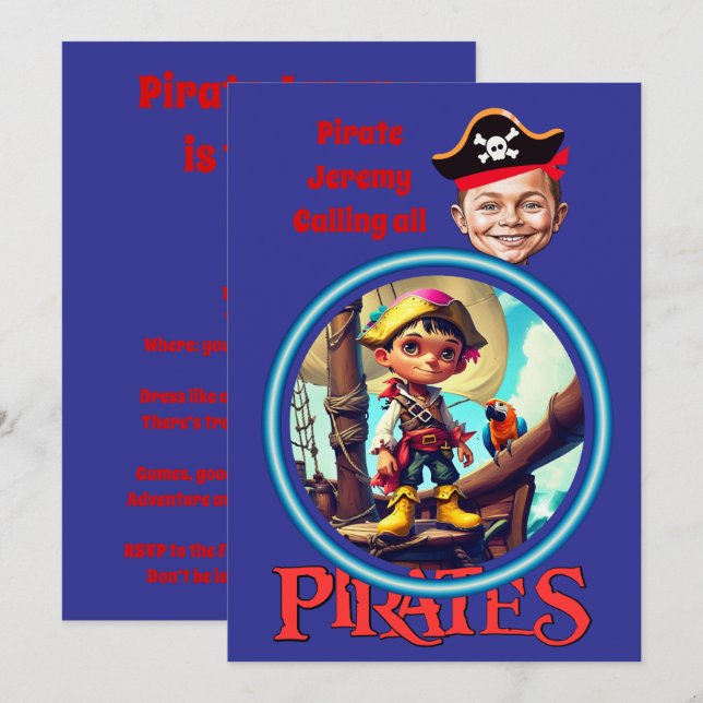Convites Pirata Personalizada no Trabalho de arte de Navio (Frente/Verso)