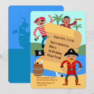 Convites Piratas e Festa de aniversário do mapa do tesouro