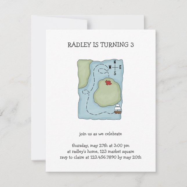 Convites Piratas · Mapa do pirata (Frente)