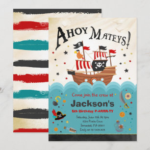 Convites Pirate Ahoy Pirate Partido Bash