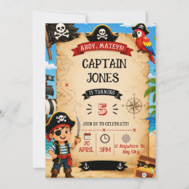 Convites Pirate Birthday Party Invitation for Boys