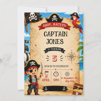 Convites Pirate Birthday Party Invitation for Boys