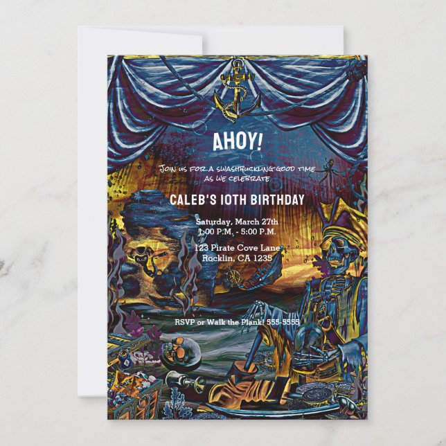 Convites Pirate Skeleton debaixo da Festa de aniversário do (Frente)
