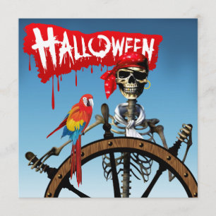 Convites Pirate Skeleton Sailor com a Festa de Macaw Hallow