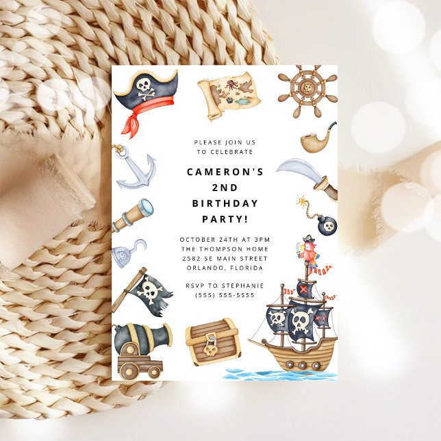 Convites Pirate Themed Birthday Party Invitation (Criador carregado)