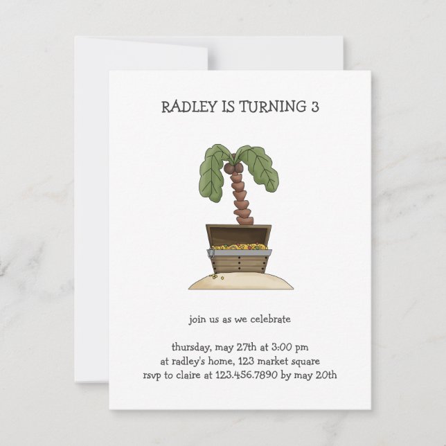 Convites Pirates: Ilha Treasure Chest (Frente)