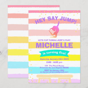 Convites Pirouette Rainbow Ballerina Gymnastics Aniversári