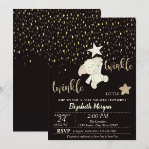 Convites Pisca Pisca Estrelinha Preto, Dourado, Chá de Bebê