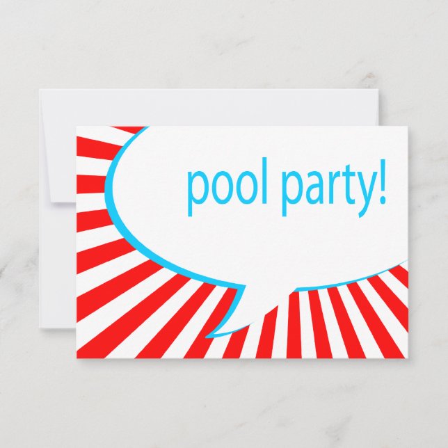 Convites piscina de festa! Bolha de fala em quadrinhos (Frente)