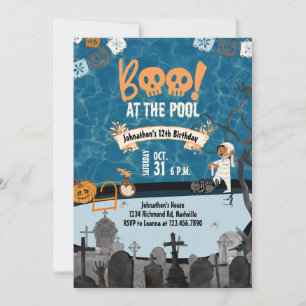 Convites Piscina de Halloween Crianças Natação Halloween An