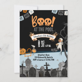 Convites Piscina de Halloween Crianças Natação Halloween An