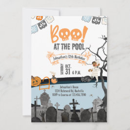 Convites Piscina de Halloween Crianças Natação Halloween An