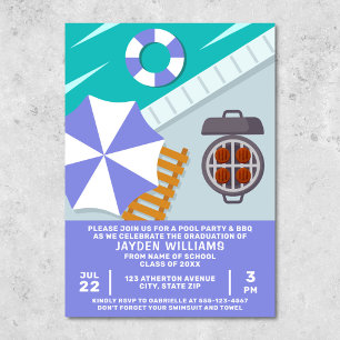 Convites Piscina de natação do CHURRASCO de graduação