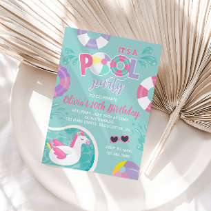 Convites Piscina de piscina Unicórica do Partido  flutuou 
