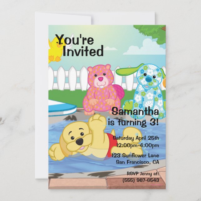 Convites Piscina de Sensação de Verão (Frente)