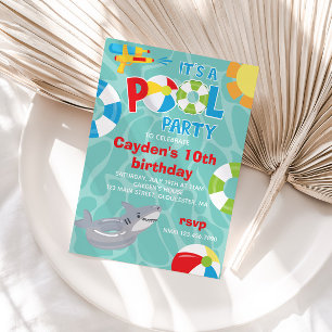 Convites piscina de tubarão da piscina flutuando no verão