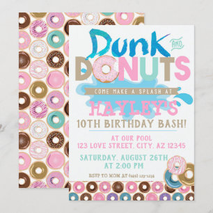 Convites Piscina do Pastel Splash Dunk n Rosquinha Party An