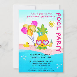 Convites Piscina Festa Nadando Festa de aniversário