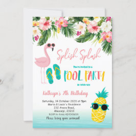 Convites Piscina Flamingo, Festa de aniversário de Verão
