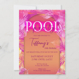 Convites Piscina Partido Malibu Birthday