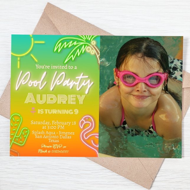 Convites Piscina Party - Paisagem (Criador carregado)