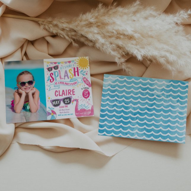 Convites Piscina, Piscina Bash Aniversário Convidado (Criador carregado)