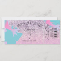 Piscina Sereia Faux Glitter Birthday Ticket Party
