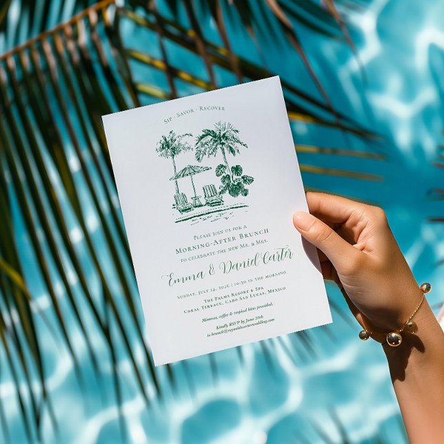 Convites Piscina Tropical | Brunch da Manhã Após o Casament (Criador carregado)