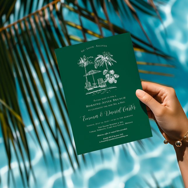 Convites Piscina Tropical | Brunch da Manhã Após o Casament (Criador carregado)