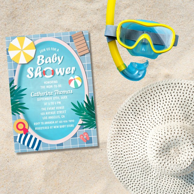 Convites Piscina tropical Chá de fraldas de verão (Criador carregado)