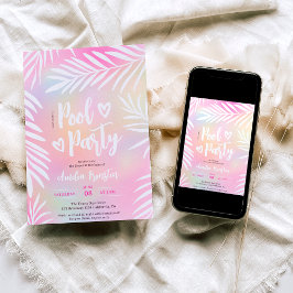 Convites Piscina tropical do arco-íris de palma Doce 16