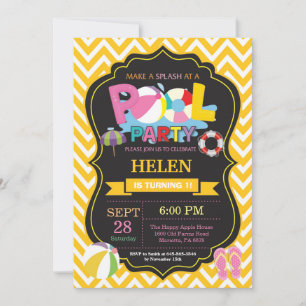 Convites Piscina Yellow Splash Girl