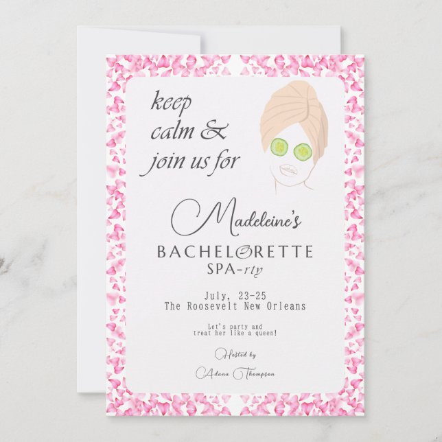 Convites Piscina Zen e Festa de solteira Spa Weekend Getawa (Frente)