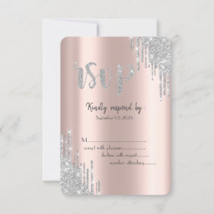 Convites Piscinas de Brilho Prateado Rosa Dourado RSVP de A