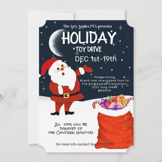 Convites Pista de brinquedo de Natal, Hospital Infantil, (Frente)