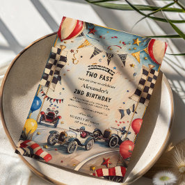 Convites Pista de Corrida Retro Aniversário Dois Feras