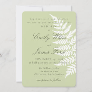 Convites Pistache Verde Branco Feto 5x7 Botânico Casamento