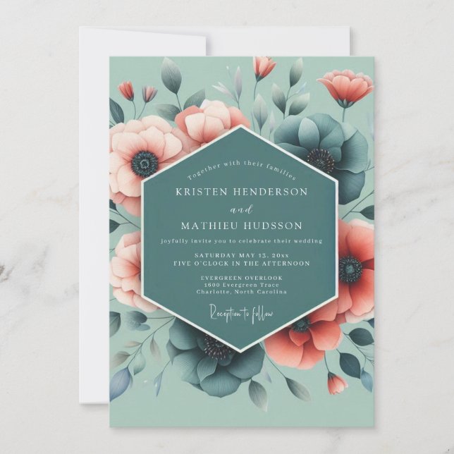 Convites Pistachio Bold Botanical Wedding (Frente)