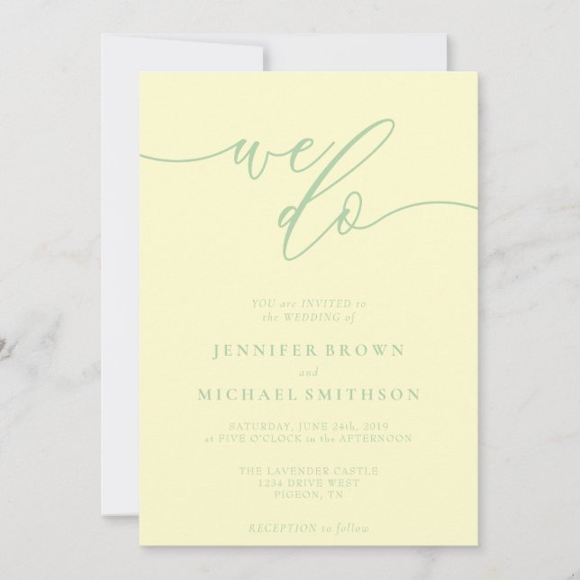 Convites Pistachio & Cream Signature We Do Typo Wedding (Frente)