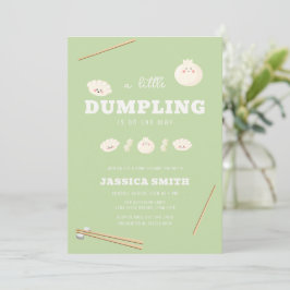 Convites Pistácio Verde Kawaii Bao Dumpling Baby Shower 