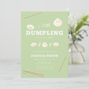 Convites Pistácio Verde Kawaii Bao Dumpling Baby Shower 