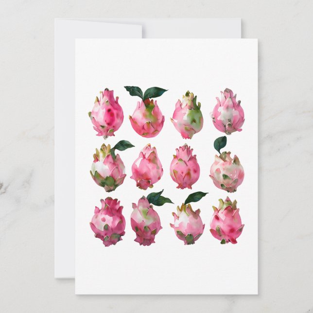 Convites Pitaya Watercolor Art Tropical (Frente)