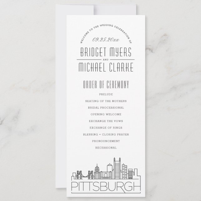 Convites Pittsburgh | Programa de Casamento por Deco Modern (Frente)
