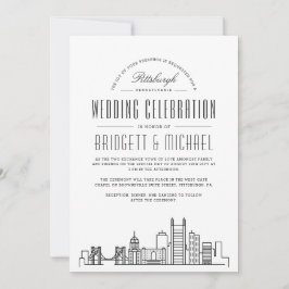 Convites Pittsburgh Wedding | Skyline Moderno Deco