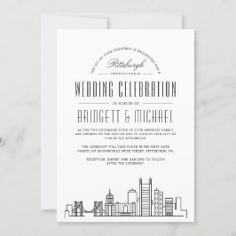 Convites Pittsburgh Wedding | Skyline Moderno Deco