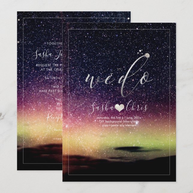 Convites Pix Dezines Aurora Night Sky (Frente/Verso)