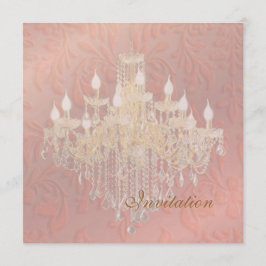 Convites Pix Dezines Chandelier Pink Champanhe Barroco Dama