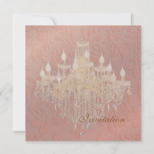 Convites Pix Dezines Crystal Chandelier, Barroco Rosa