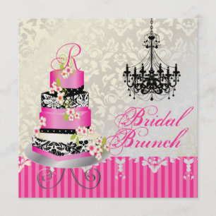 Convites Pix Dezines monograma, bolo de casamento rosa