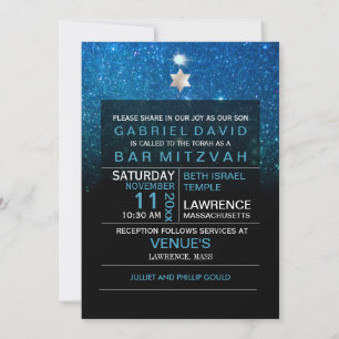 Convites Pix Dezines Night Sky/Teal/typography/bar mitzvah